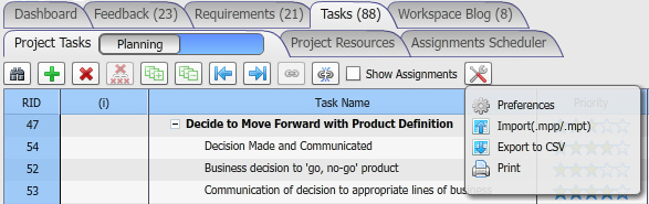 tasks view