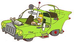 homer simpson on car machine