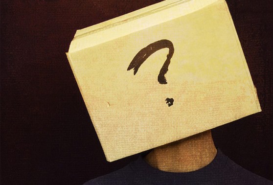 question mark cardboard box