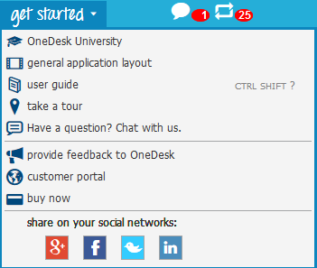 OneDesk get started Livechat