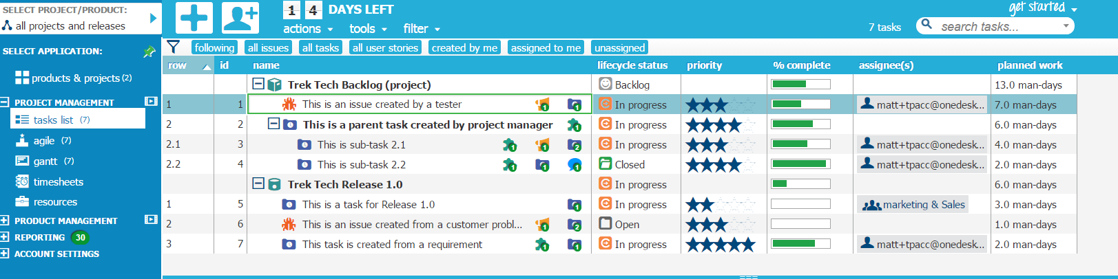 OneDesk Task List