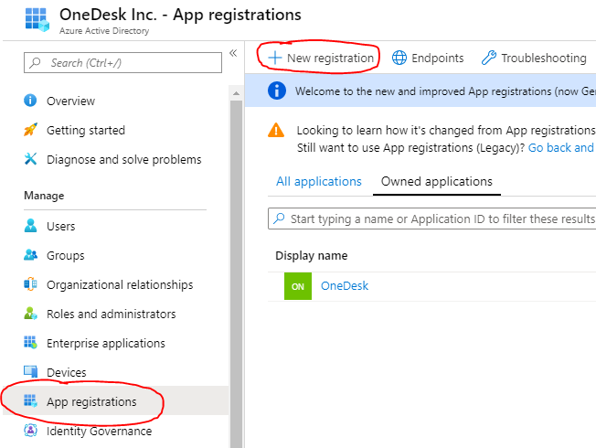 app registration