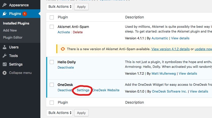 Install The Onedesk Customer Widget On Your Wordpress Website