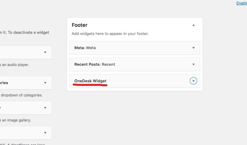 onedesk wordpress widget
