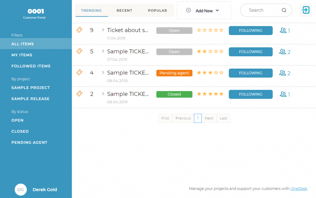 customer portal widget