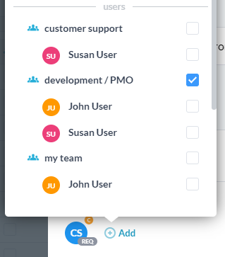 adding team as assignee/follower