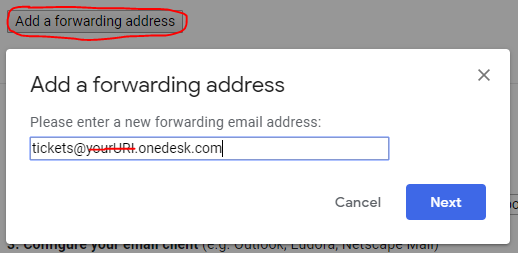 add forwarding address