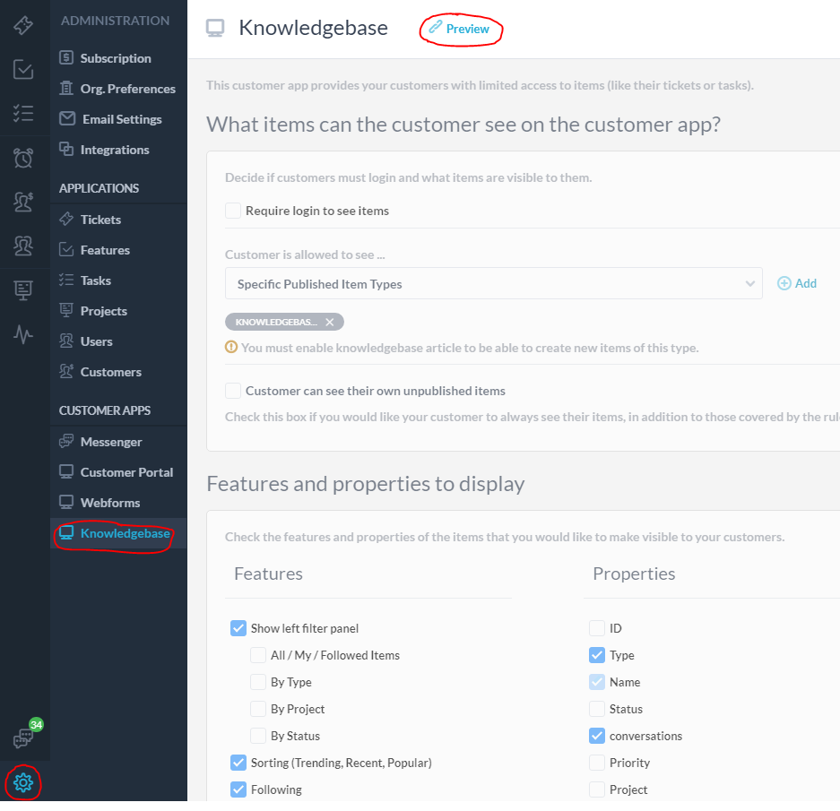 preview knowledge base