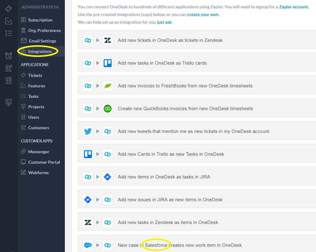 Integrate Salesforce With Project Management Helpdesk Onedesk