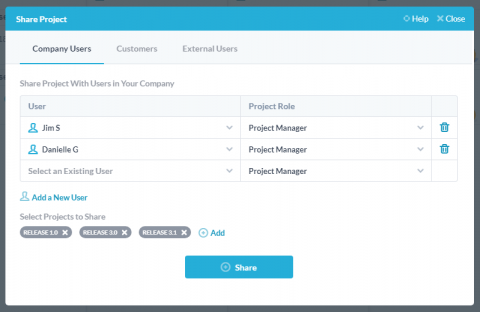 Share projects with your team