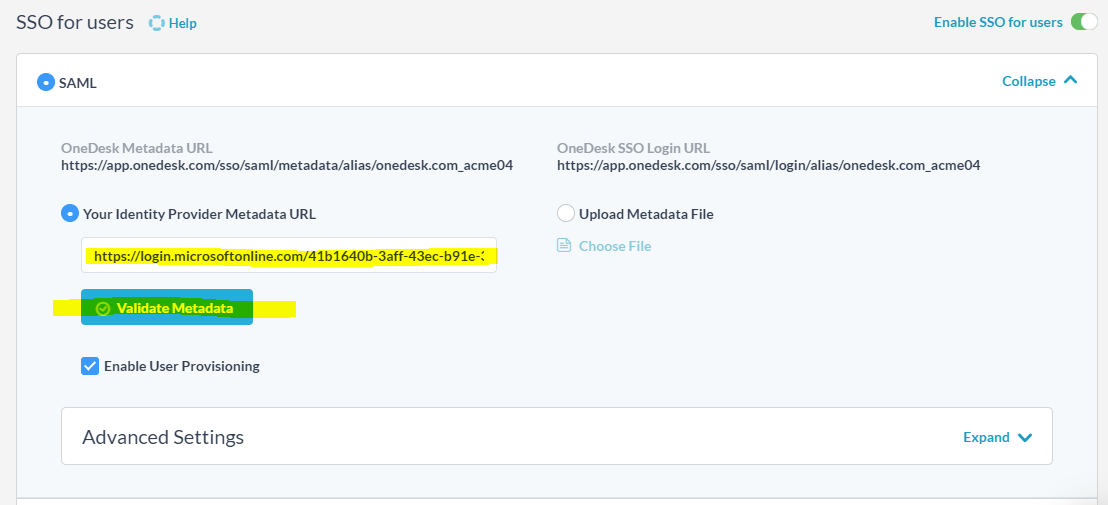 Validate the metadata file