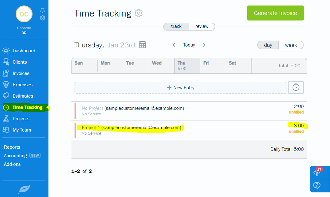 project time tracking