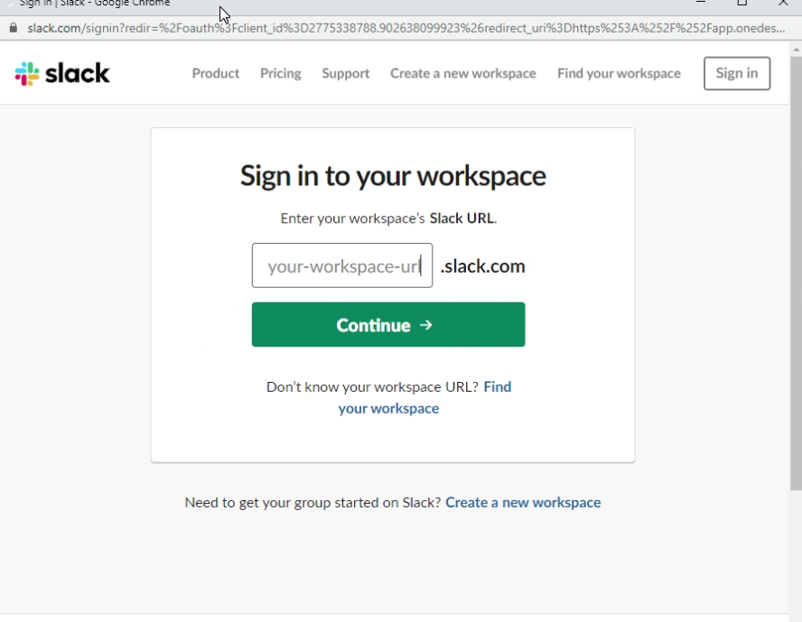 authenticate on slack