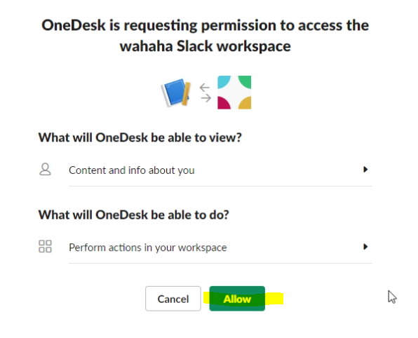 Grant permissions Slack
