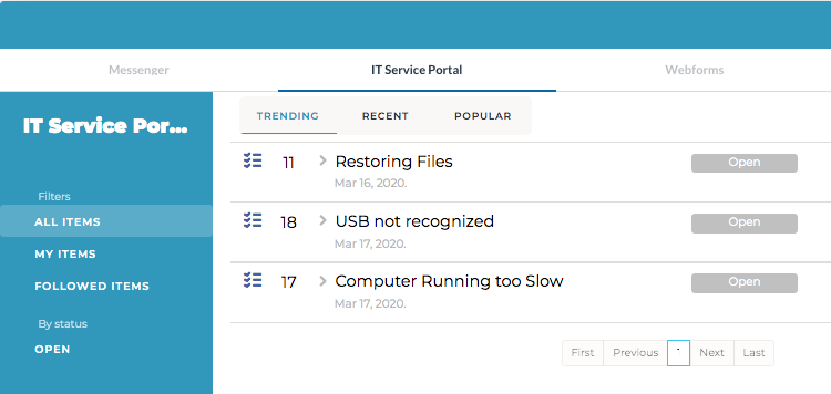 tareas en la aplicación del portal