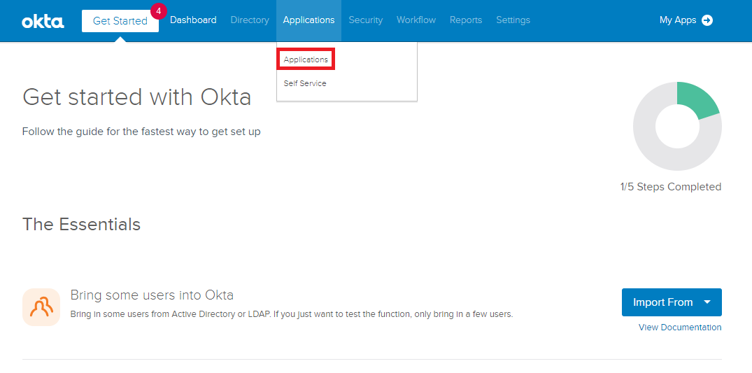 Cree una aplicación Okta