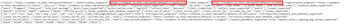 URI de autorización y URL de token: Okta