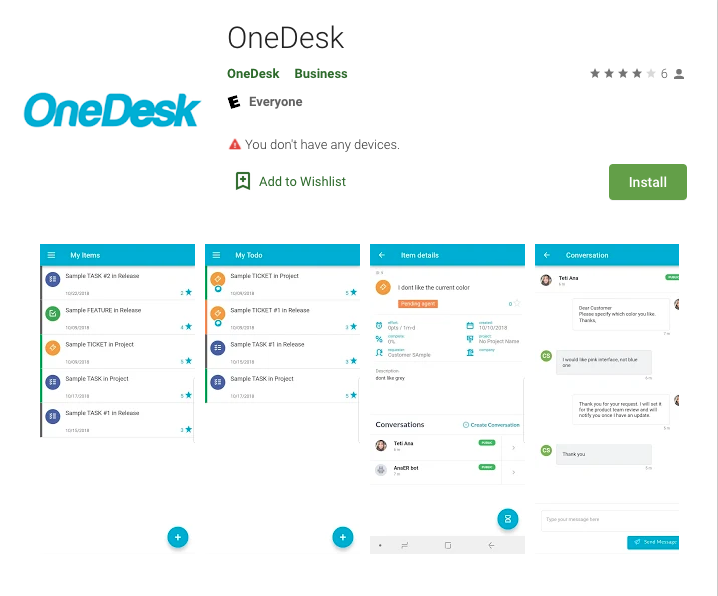 OneDesk Google Playstore
