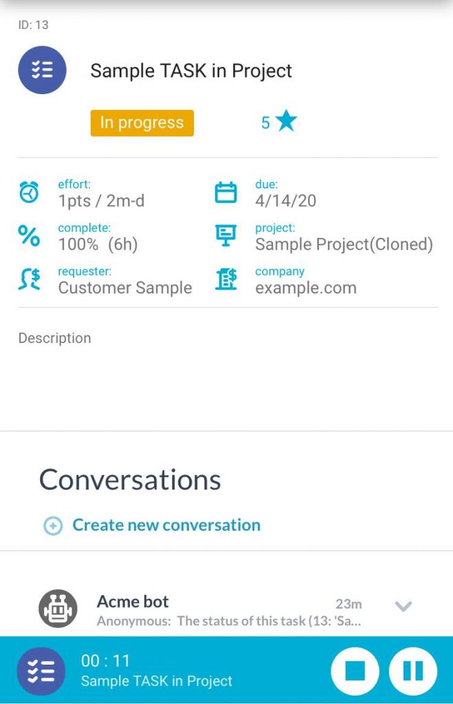 OneDesk Task Automatischer Timer