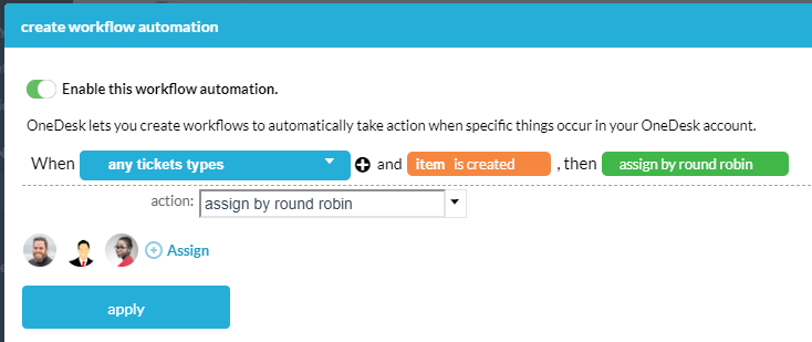 assign tickets by round robin