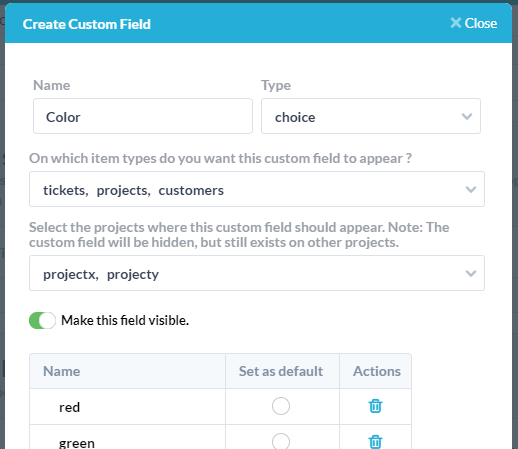 custom fields on tickets