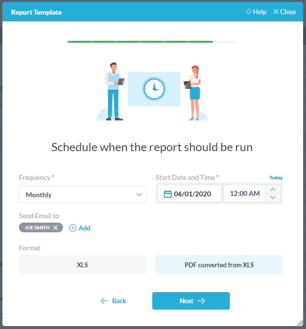 schedule the report XLS