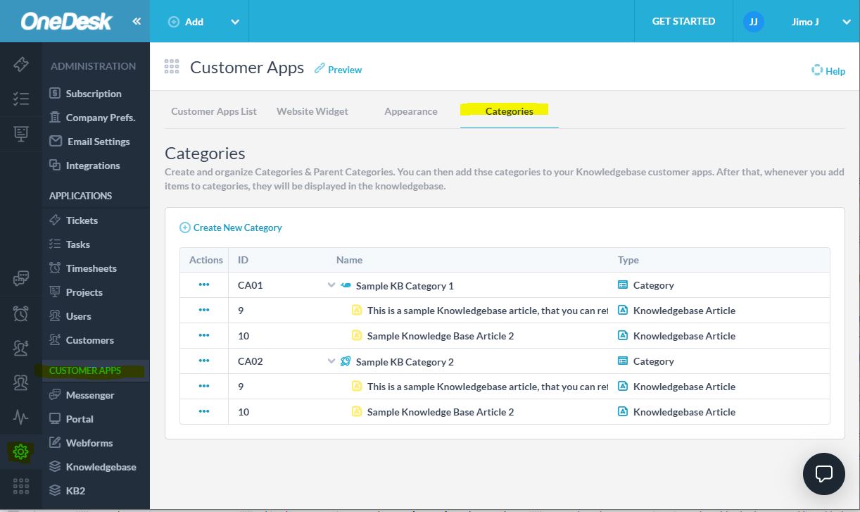 Creating knowledge base categories for your articles