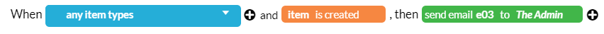 When new item is created, email Admin