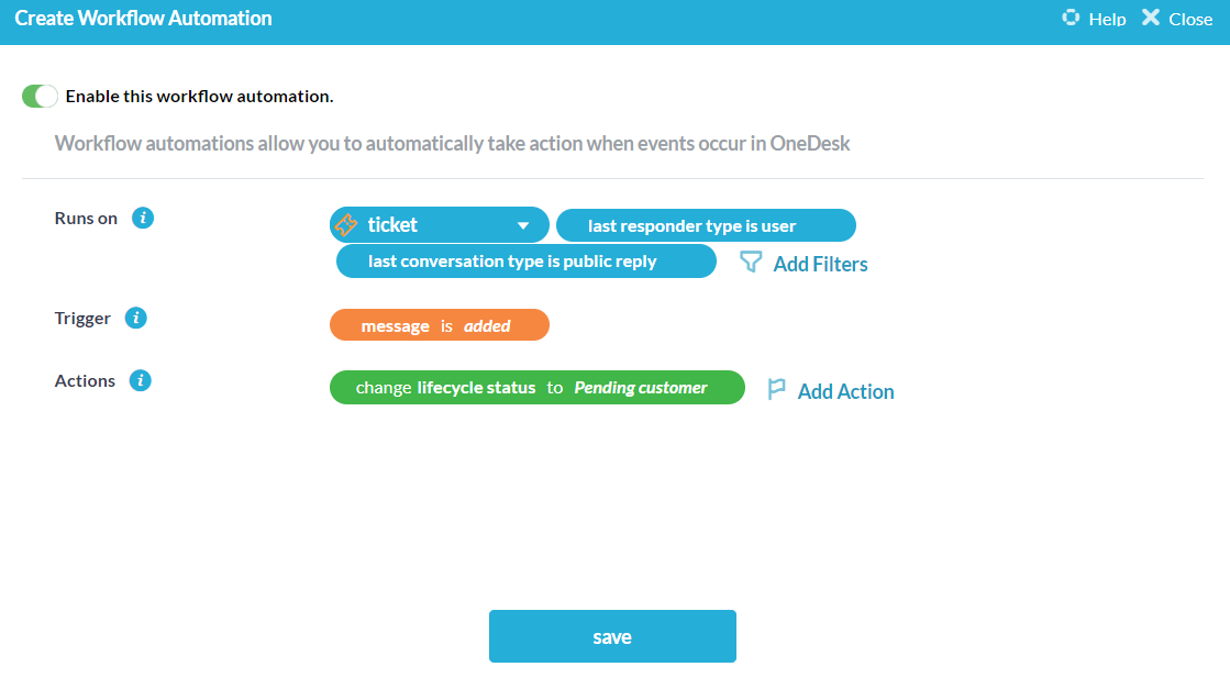 change to pending customer