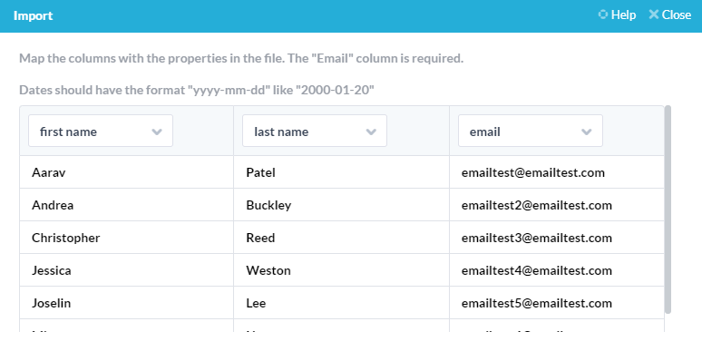 importing customers or users