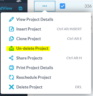 recovering deleted projects