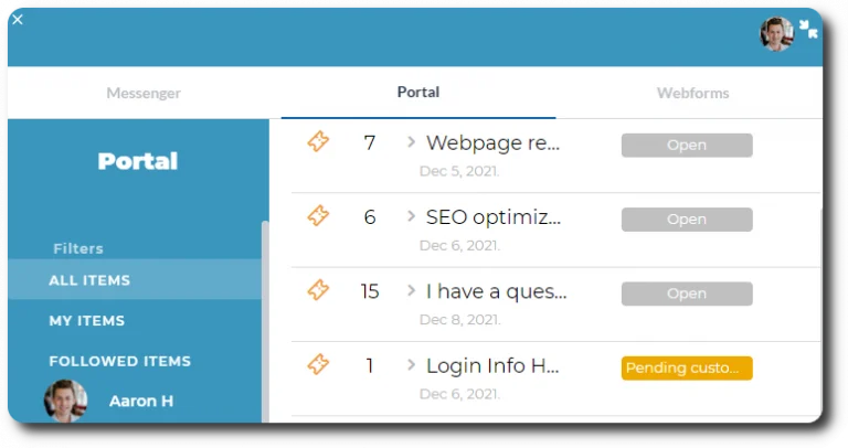 Aplicativo do portal de atendimento ao cliente