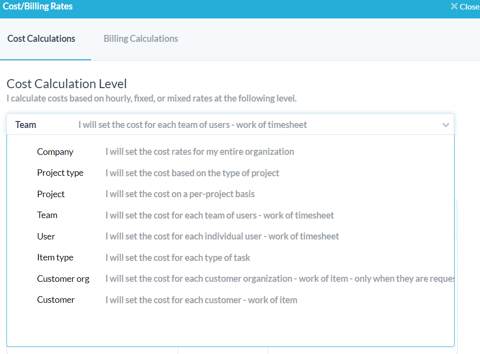 calculation levels