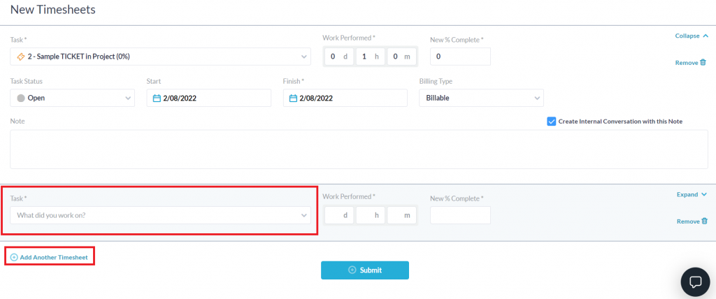 multiple timesheet creation