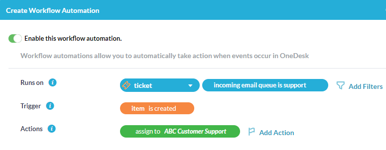 Assign ticket by email queue