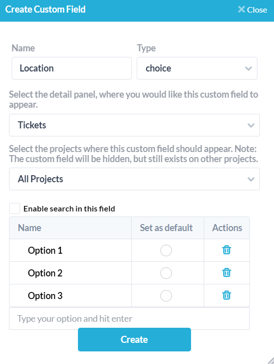 create custom field