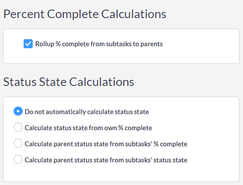 subtask rollup options