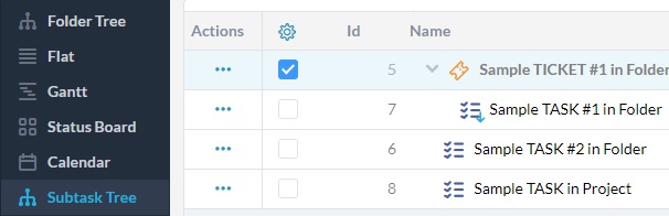 subtask tree view