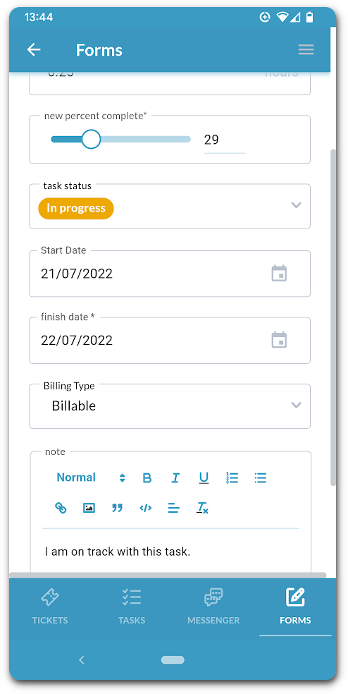 Mobile timesheet