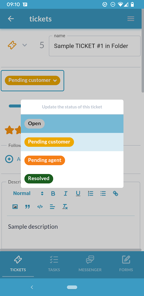 mobiele status wijzigen