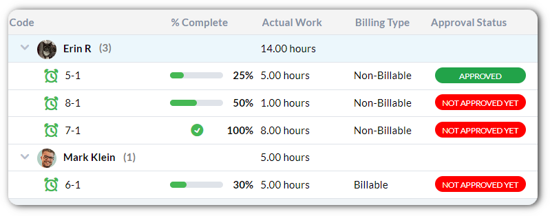 employee timesheets view